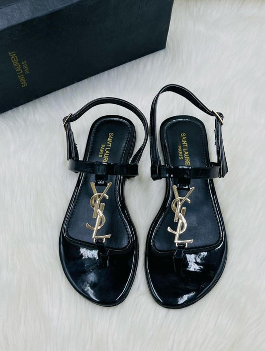 YSL-Inspired Sandals – Elegant Women Footwear with Designer Look(Black)