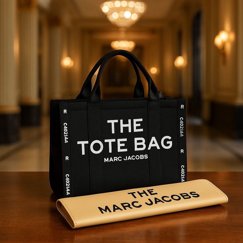 MARC JACOBS-Inspired Handbag – Elegant Women Bag with Long Belt & Branded Paper Bag(Black 1)