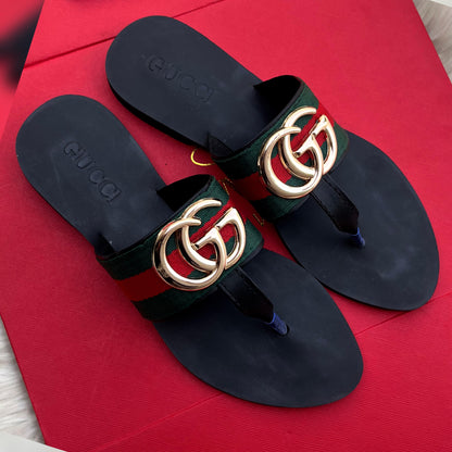 GUCCI-Inspired Flat Slippers – Premium Women Footwear with Brand Box(Black)