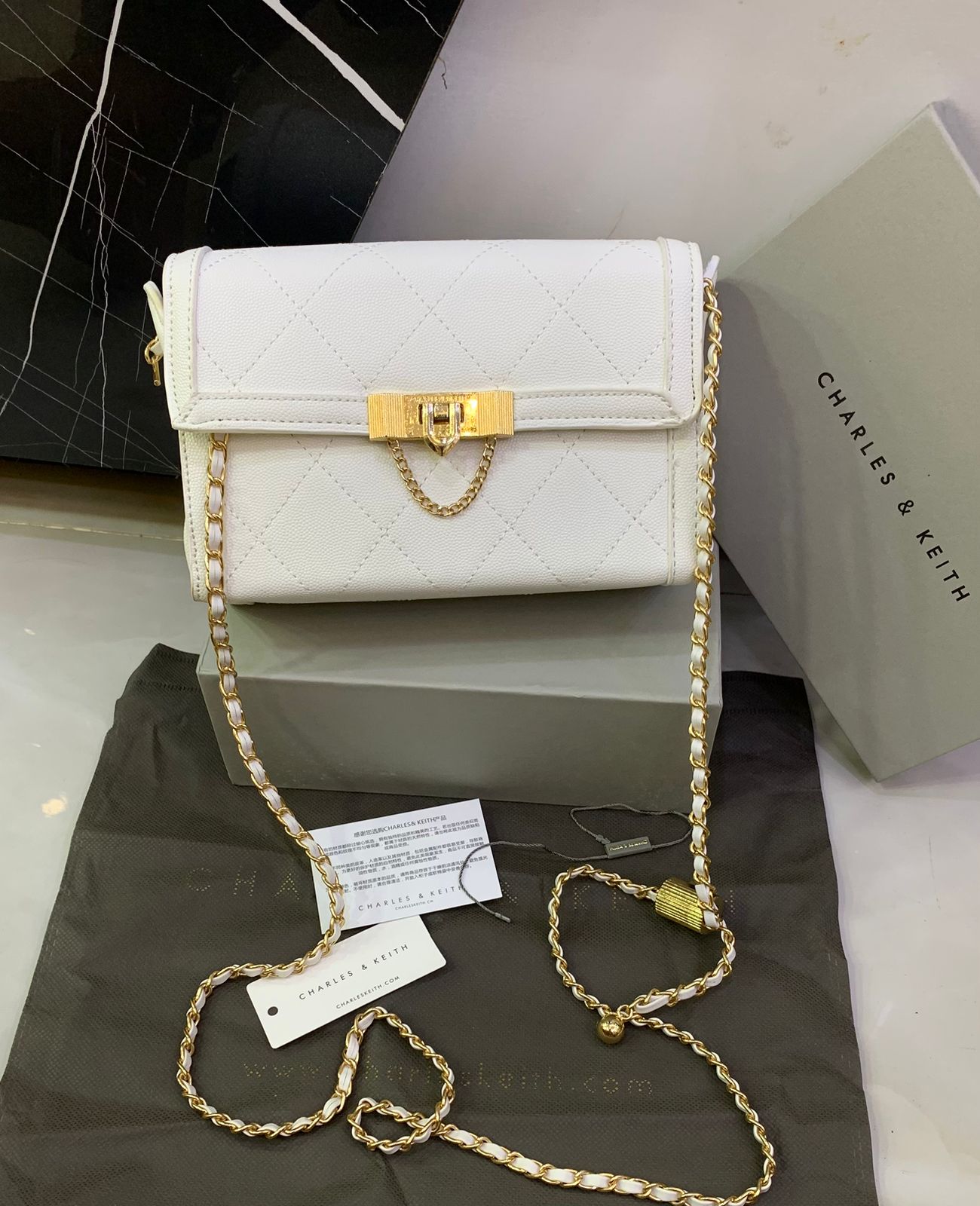 CHARLES & KEITH – Master Copy Women Bag (Crossbody) (White)