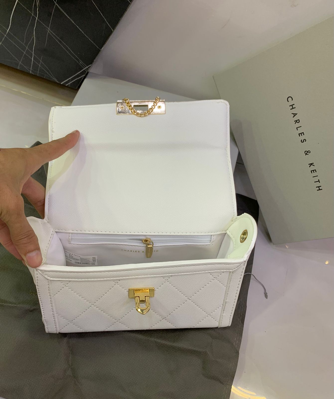 CHARLES & KEITH – Master Copy Women Bag (Crossbody) (White)