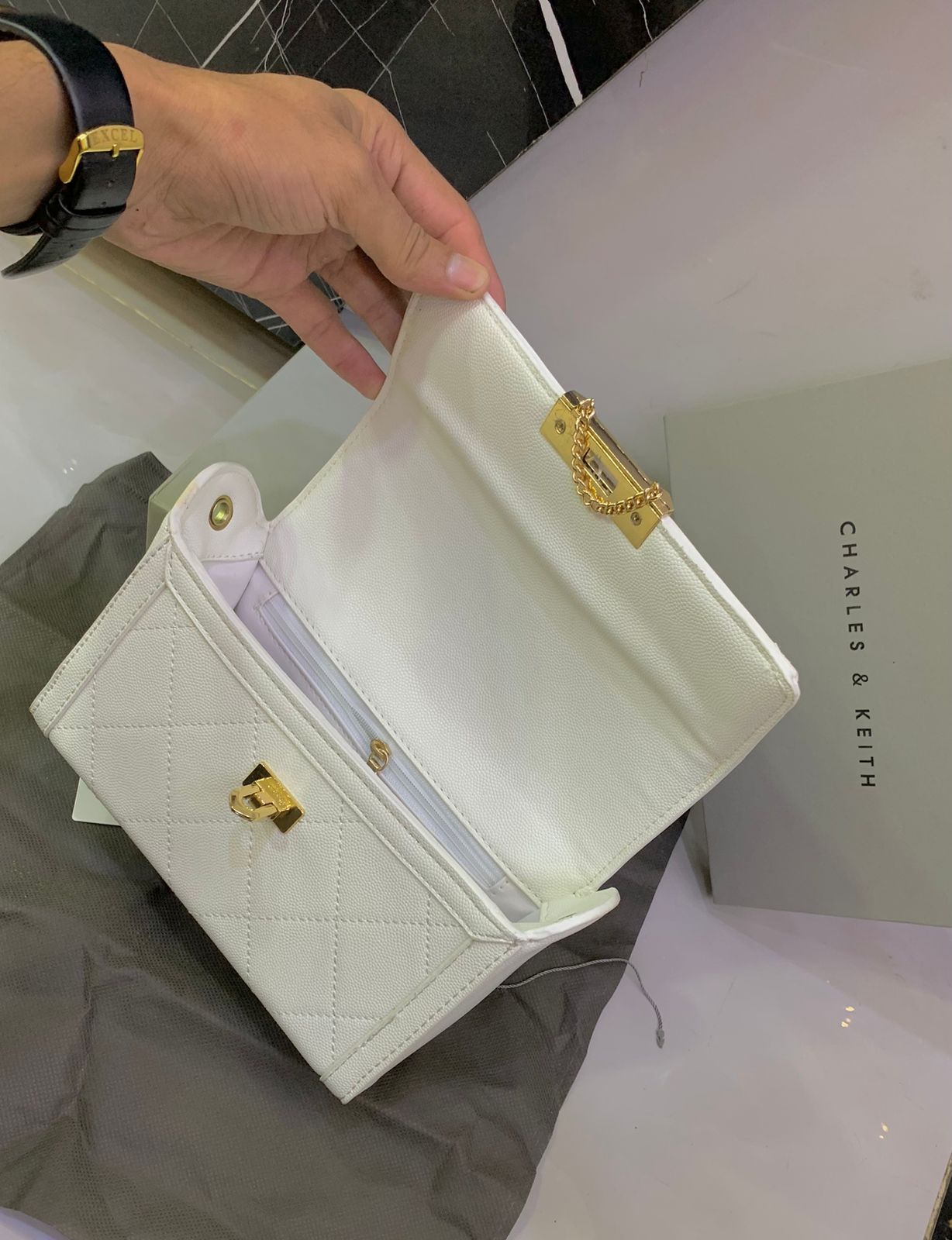 CHARLES & KEITH – Master Copy Women Bag (Crossbody) (White)