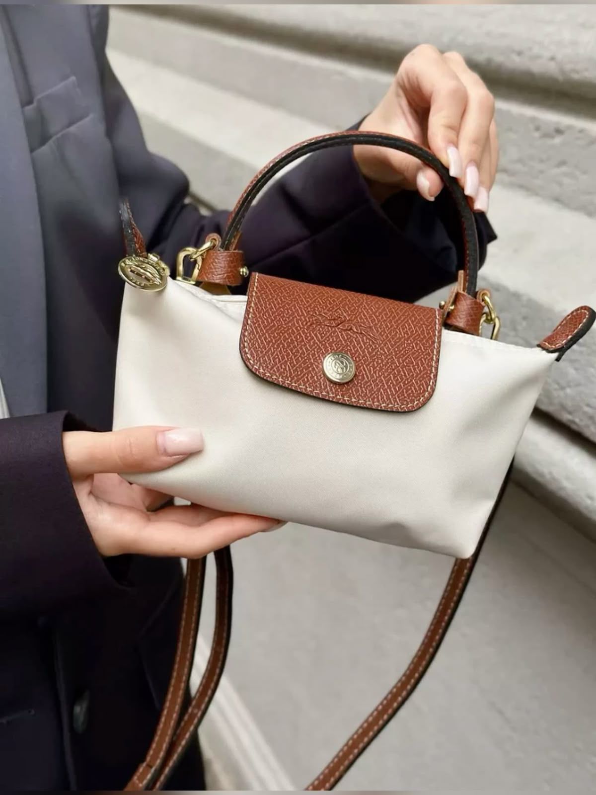 LONGCHAMP – Premium Women Bag with Complete Packaging (White / Brown)
