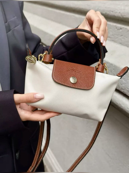 LONGCHAMP – Premium Women Bag with Complete Packaging (White / Brown)