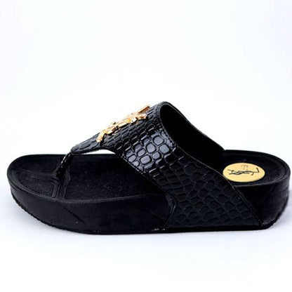 YSL Women Flip-Flops – Elegant Comfort with Signature Style(Black)