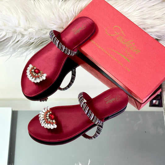 FASHIONSTEPS Women Footwear – Elegant Flat Slippers (Red/Maroon)