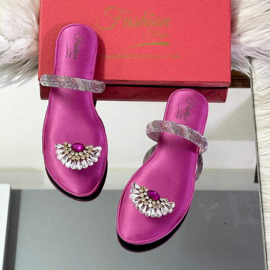 FASHIONSTEPS Women Footwear – Elegant Flat Slippers (Pink)
