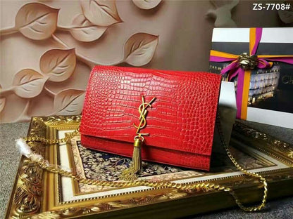 YSL High Quality Women Crossbody Bag – Elegant & Iconic (Maroon/Gold)