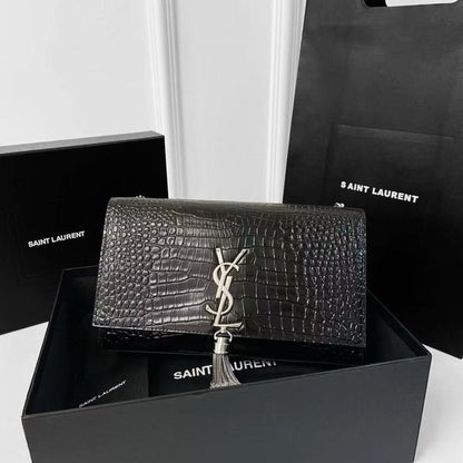YSL High Quality Women Crossbody Bag – Elegant & Iconic (Black/Silver)