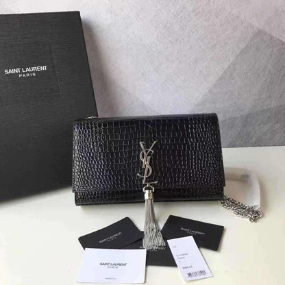 YSL High Quality Women Crossbody Bag – Elegant & Iconic (Black/Silver)