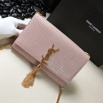 YSL High Quality Women Crossbody Bag – Elegant & Iconic (Pink/Gold 1)