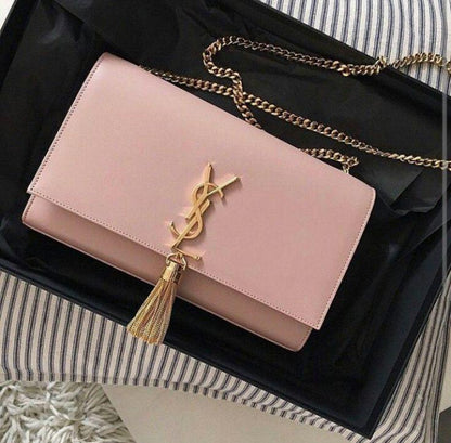 YSL High Quality Women Crossbody Bag – Elegant & Iconic (Pink/Gold 2)