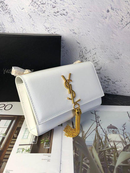 YSL High Quality Women Crossbody Bag – Elegant & Iconic (White/Gold 2)