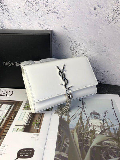 YSL High Quality Women Crossbody Bag – Elegant & Iconic (White/Silver)