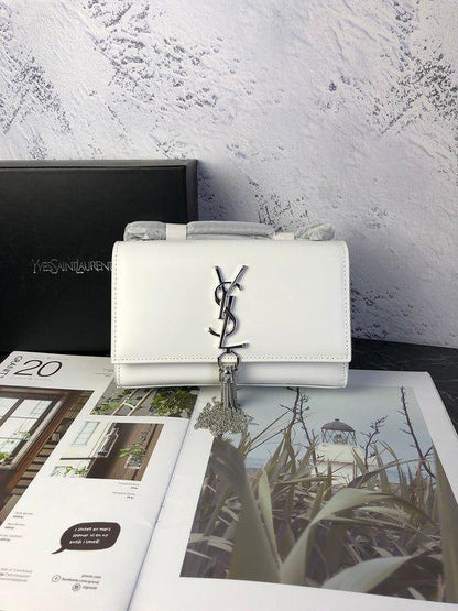 YSL High Quality Women Crossbody Bag – Elegant & Iconic (White/Silver)