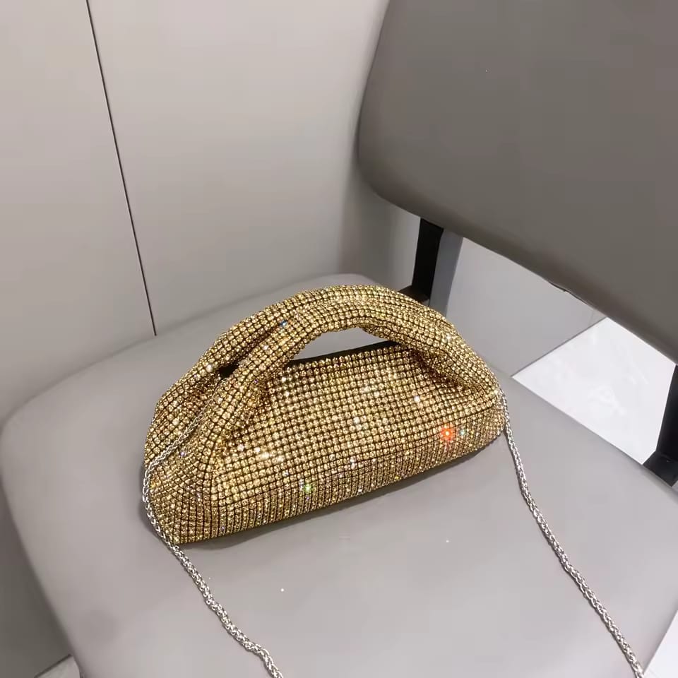 Unique Bridal Women Bag – Hand & Shoulder Chain Carry (Gold)