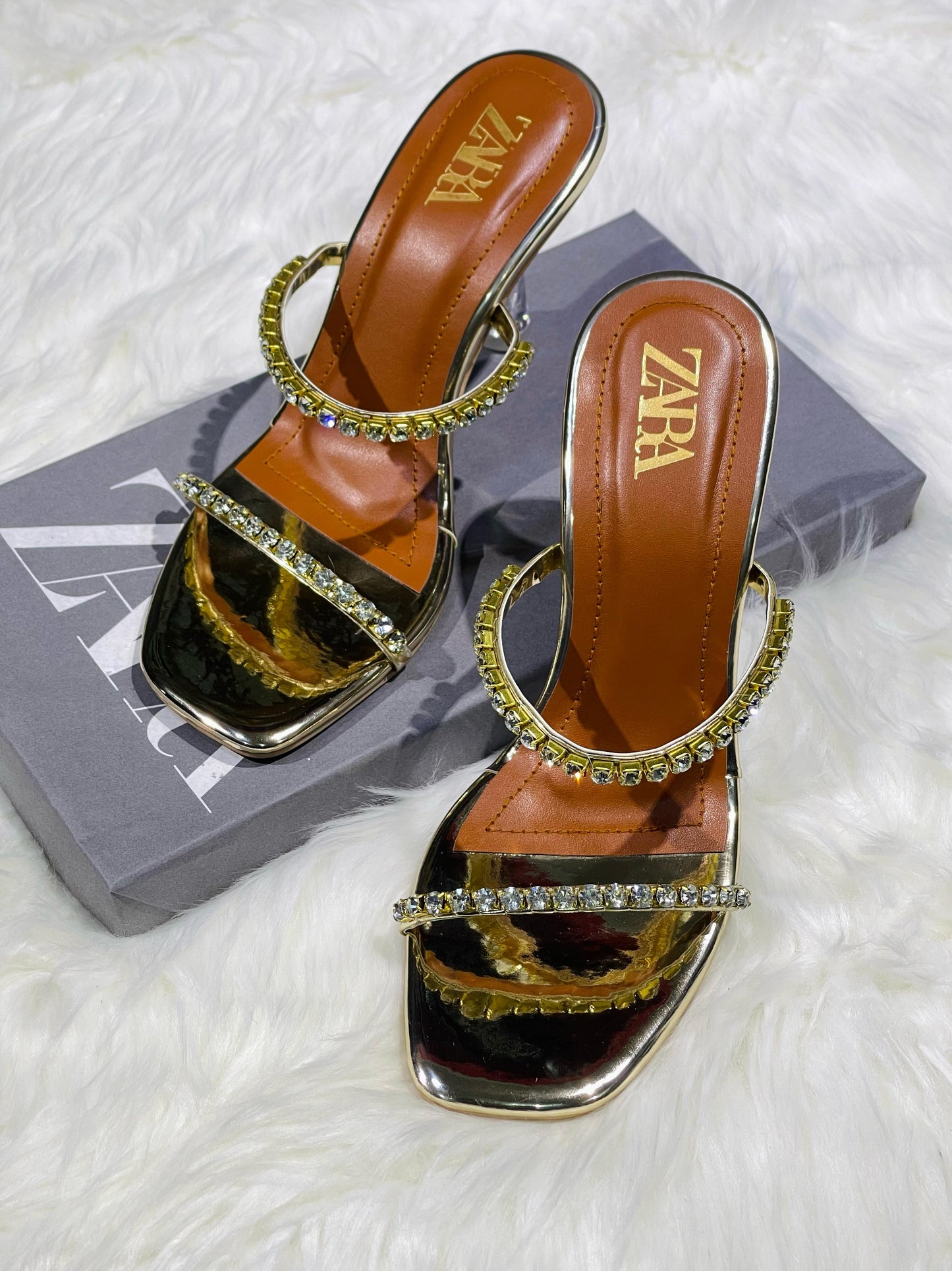 ZARA Crystal Heel – Elegant Women Footwear for Every Occasion (Gold)