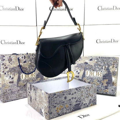 DIOR – Saddle Bag with Signature Strap (Black)
