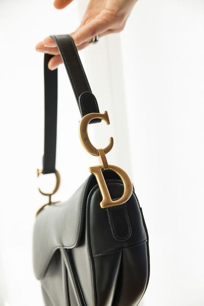 DIOR – Saddle Bag with Signature Strap (Black)