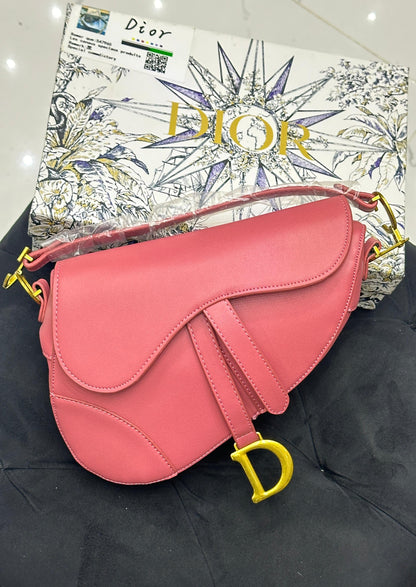DIOR – Saddle Bag with Signature Strap (Pink)
