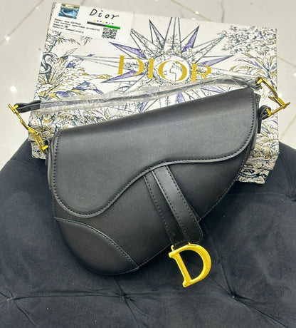 DIOR – Saddle Bag with Signature Strap (Black)