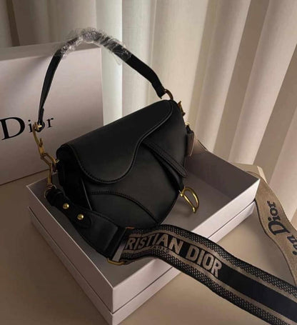 DIOR – Saddle Bag with Signature Strap (Black)