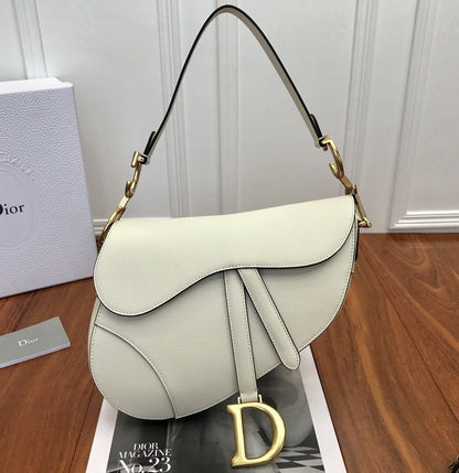 DIOR – Saddle Bag with Signature Strap (White)