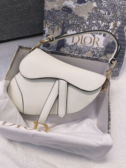 DIOR – Saddle Bag with Signature Strap (White)
