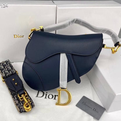 DIOR – Saddle Bag with Signature Strap (Black)