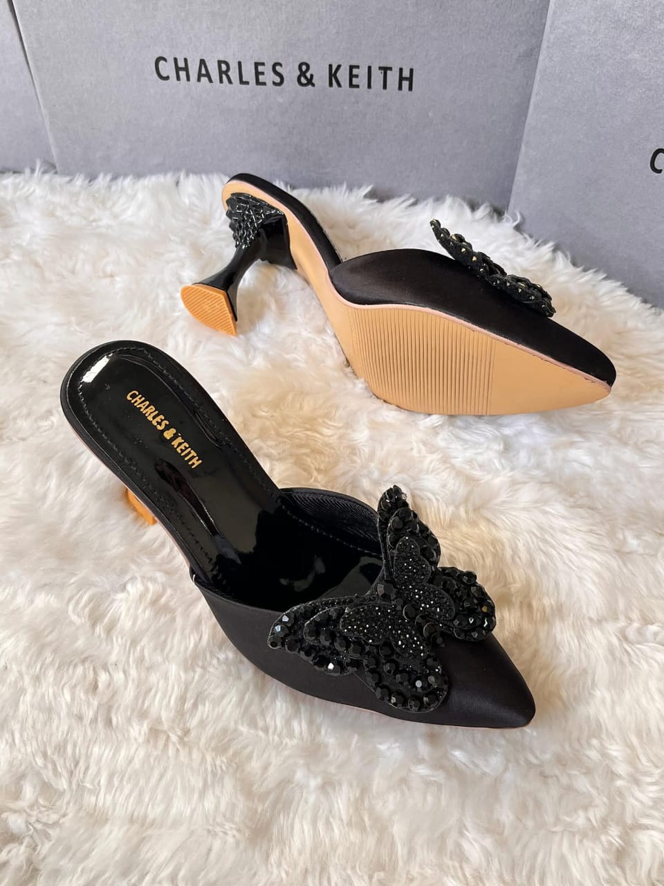 CHARLES & KEITH – Elegant Heels with Brand Box (Black)