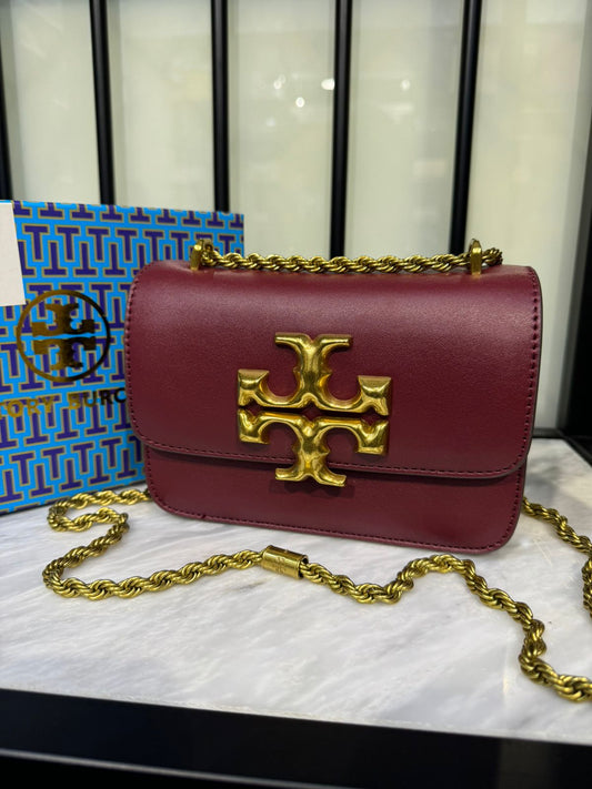 Tory Burch Small Eleanor Bag – Elegant, Compact & Iconic (Maroon)