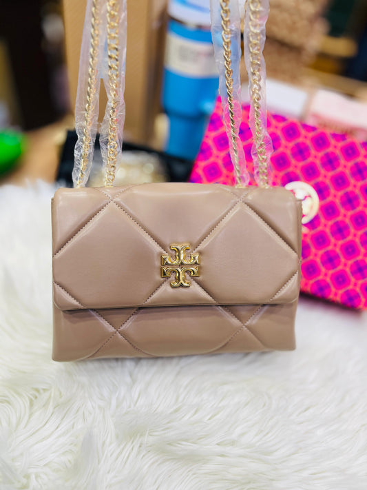 TORY BURCH – Kira Diamond Quilt Shoulder Bag (Brown)