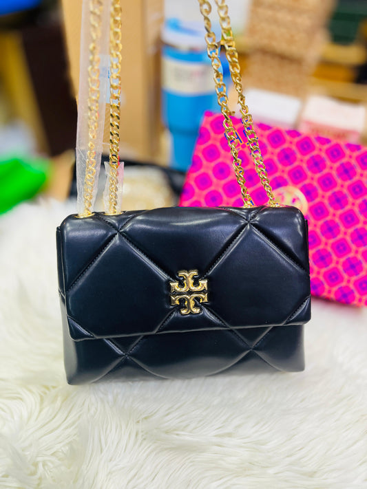 TORY BURCH – Kira Diamond Quilt Shoulder Bag (Black)