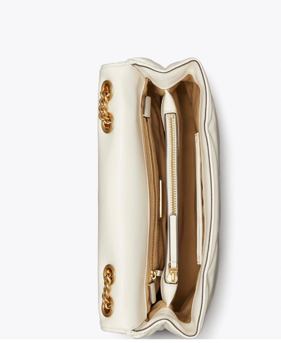 TORY BURCH – Kira Diamond Quilt Shoulder Bag (White)
