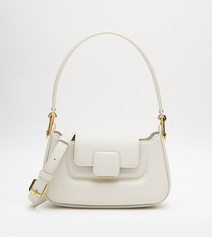 CHARLES & KEITH – Koa Leather Push-Lock Top Handle Bag (White)