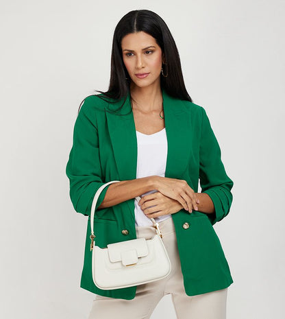 CHARLES & KEITH – Koa Leather Push-Lock Top Handle Bag (White)