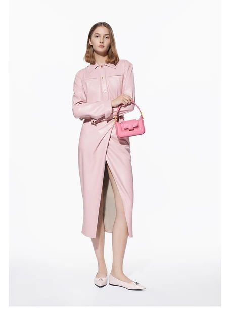 CHARLES & KEITH – Koa Leather Push-Lock Top Handle Bag (Pink)