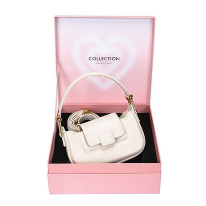 CHARLES & KEITH – Koa Leather Push-Lock Top Handle Bag (White)