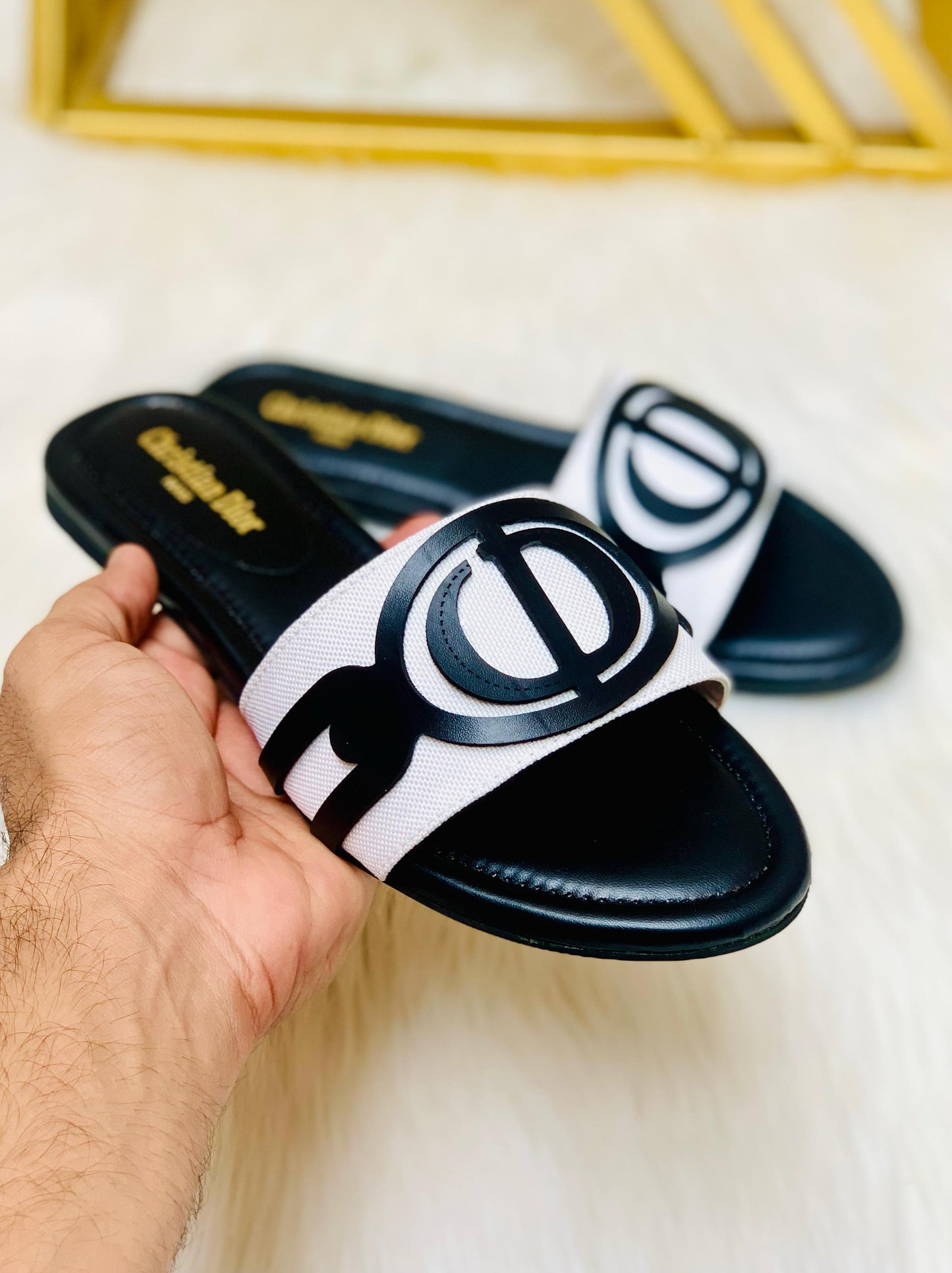 Christian Dior Slippers (Black/White)