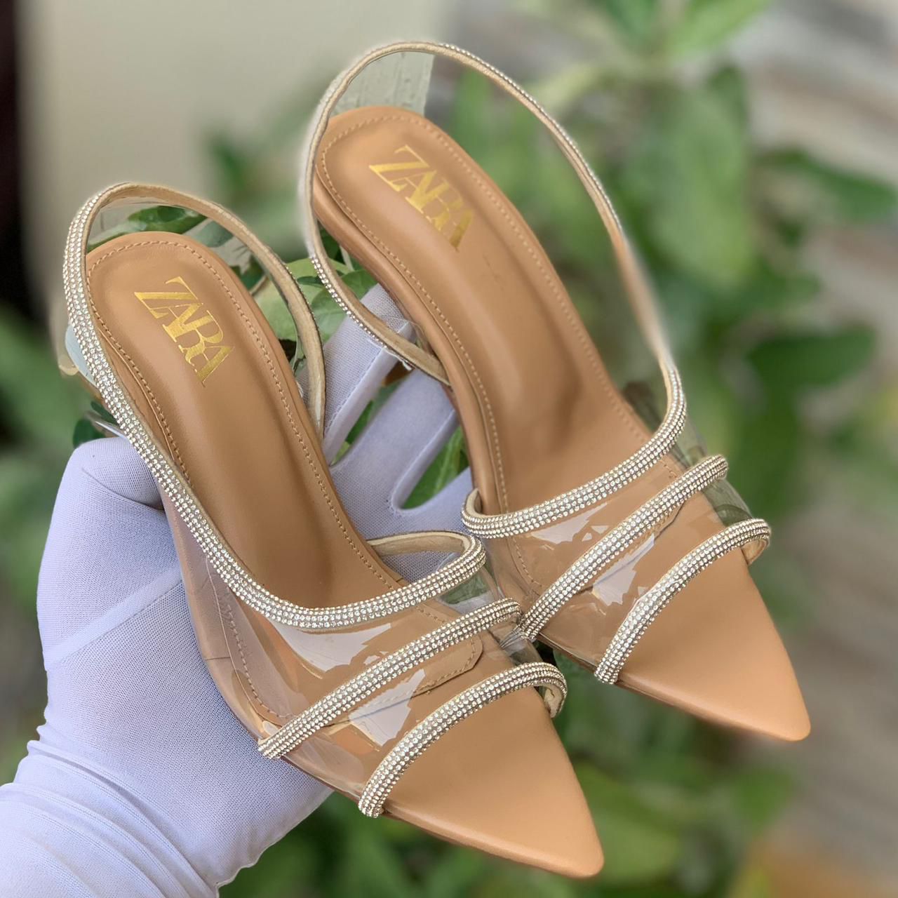 ZARA – Elegant 3-Inch Heels (Gold/White)