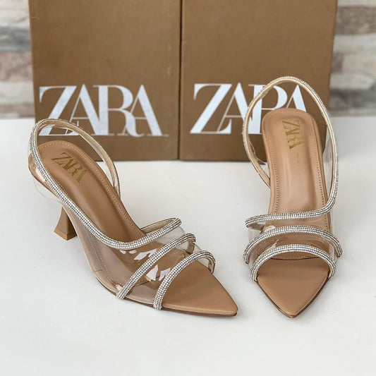 ZARA – Elegant 3-Inch Heels (Gold/White)