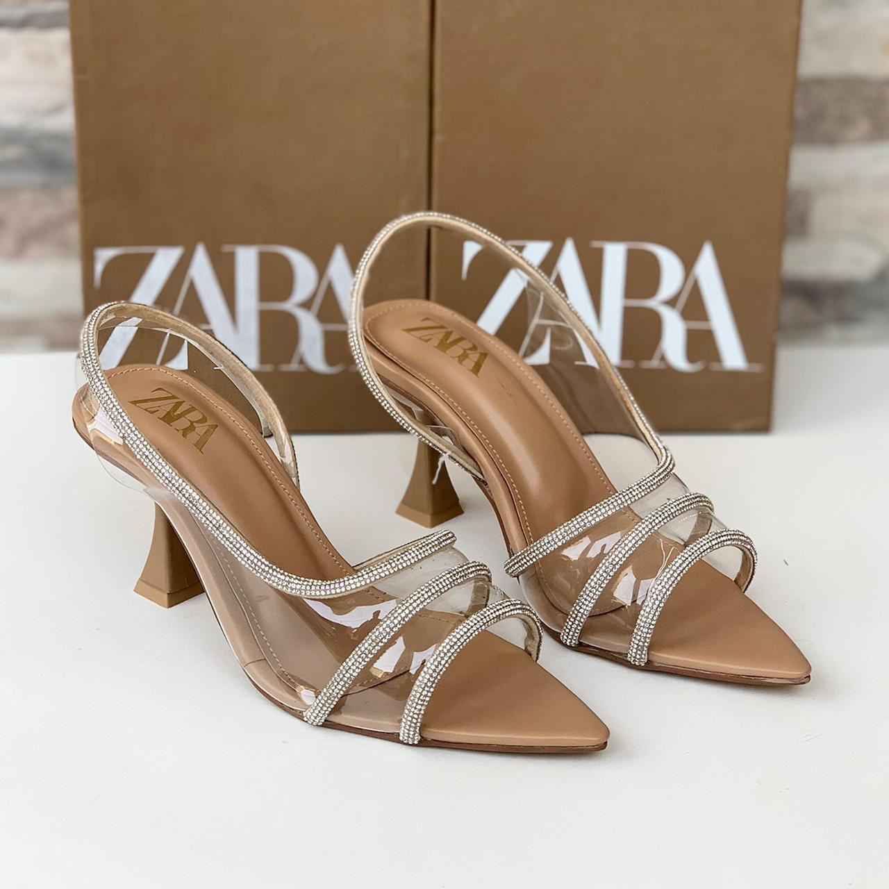 ZARA – Elegant 3-Inch Heels (Gold/White)