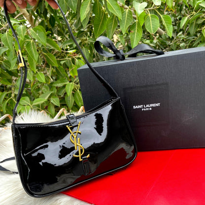 YSL Hobo Crossbody Bag – Chic & Iconic (Black Shine)