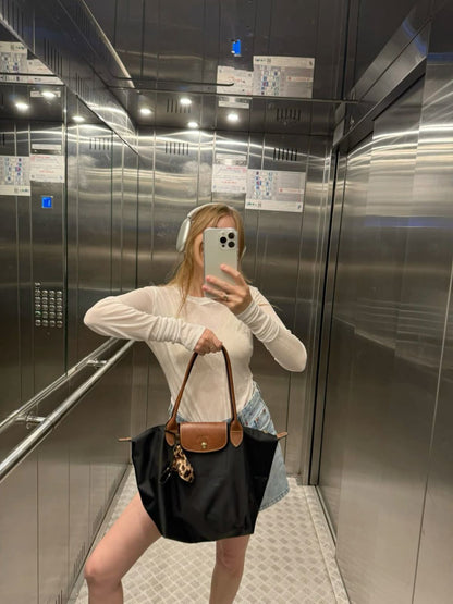 Longchamp Medium Le Pliage Tote – Effortless Parisian Style (Black/Brown)