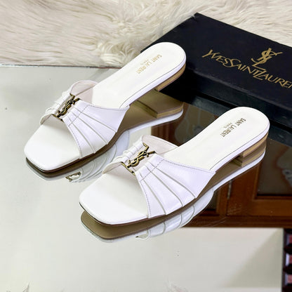YSL Beautiful Flat Slipper – Chic Comfort in Every Step (White)