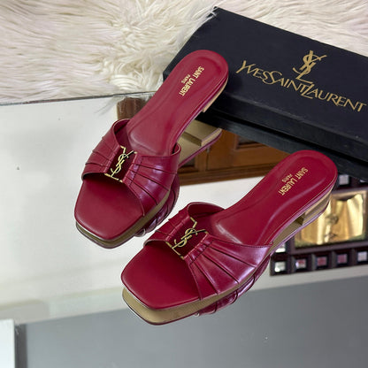 YSL Beautiful Flat Slipper – Chic Comfort in Every Step (Maroon)