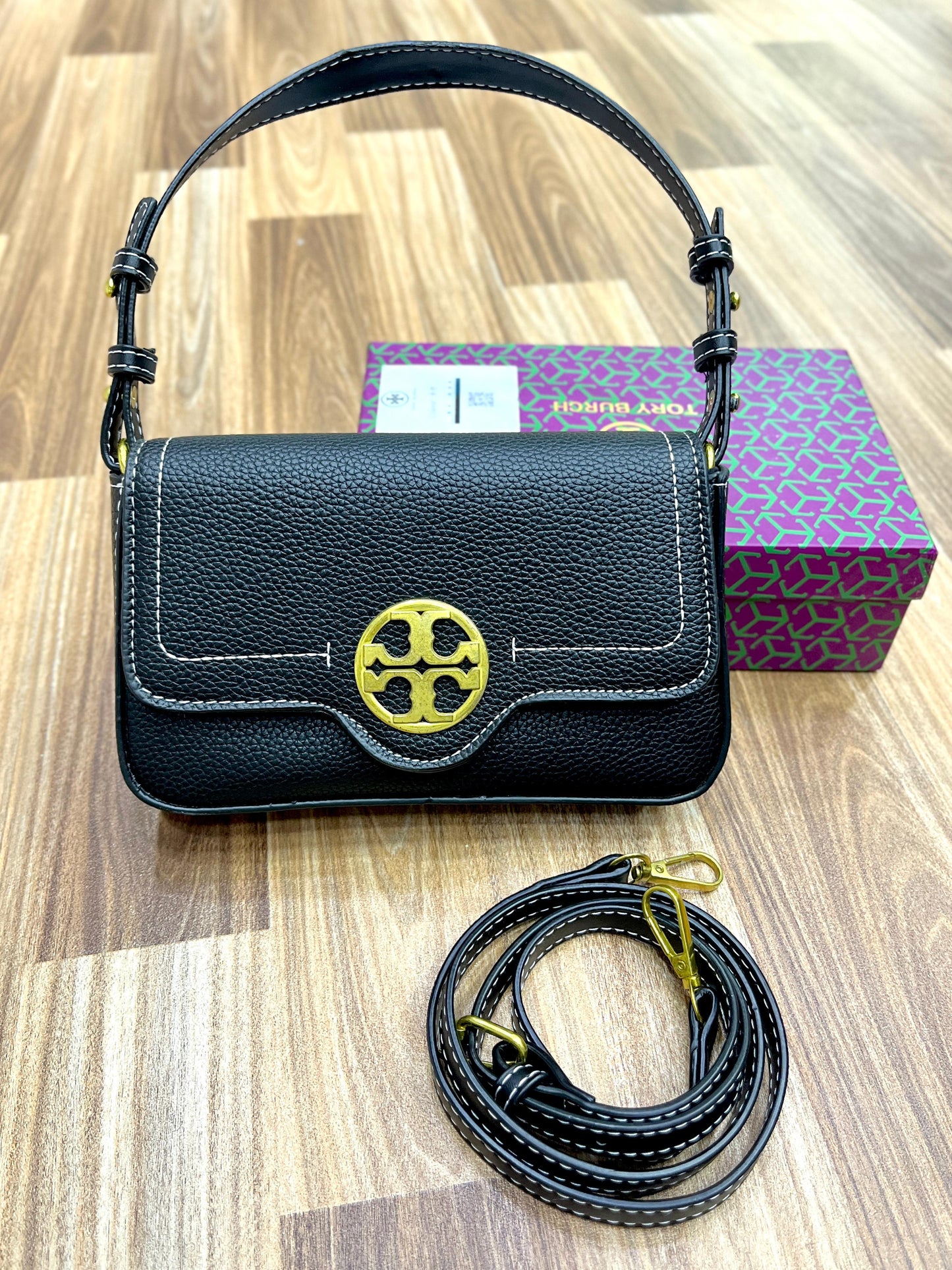 TORY BURCH Felix Mini Flap Shoulder Bag (Black/Gold 1)