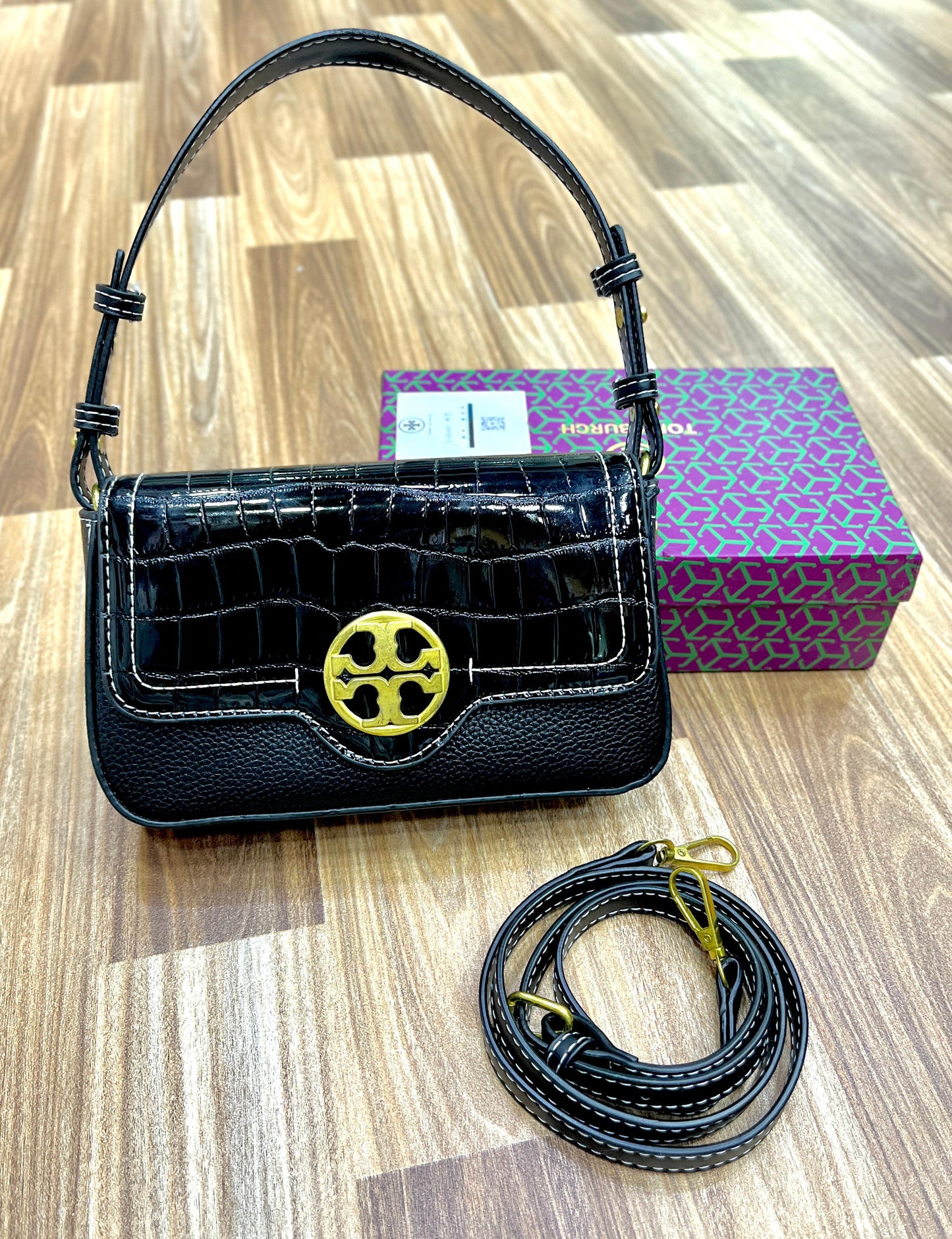 TORY BURCH Felix Mini Flap Shoulder Bag (Black/Gold 2)