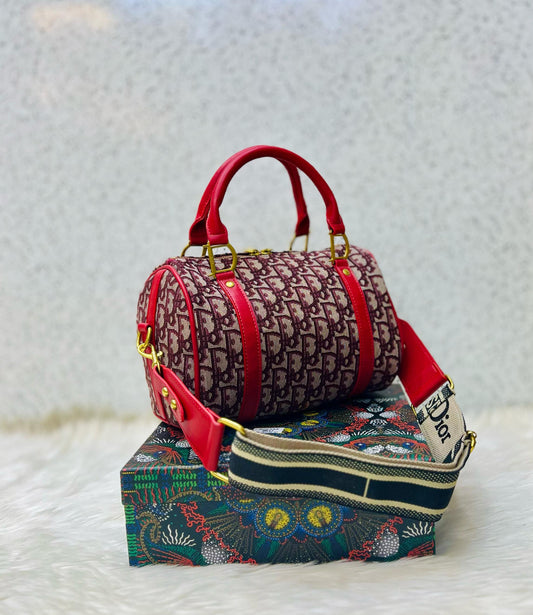 Dior Brand Duffle Women Bag – Premium Quality with Box & Dust Bag (Red)