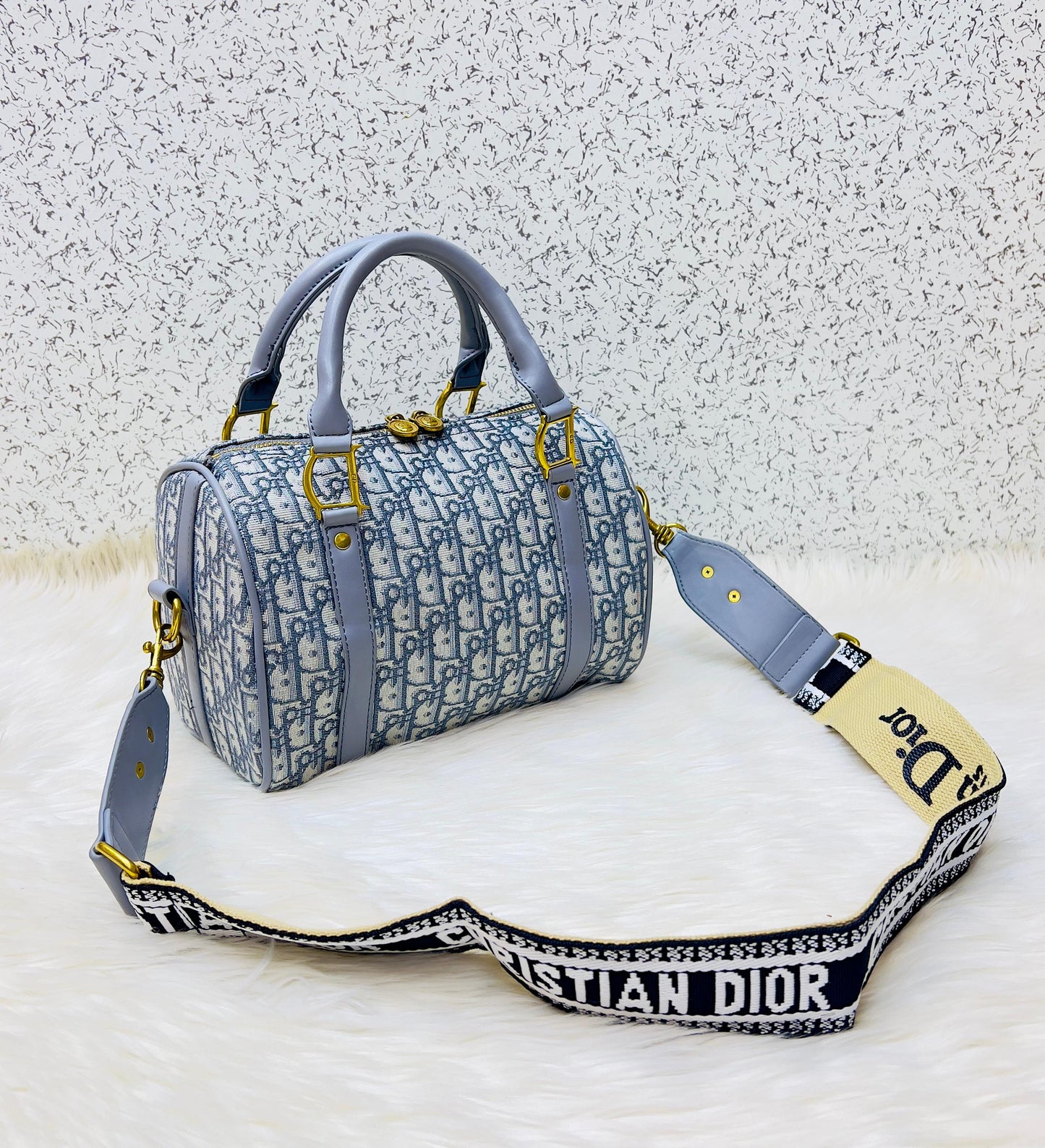 Dior Brand Duffle Women Bag – Premium Quality with Box & Dust Bag (Light Blue)